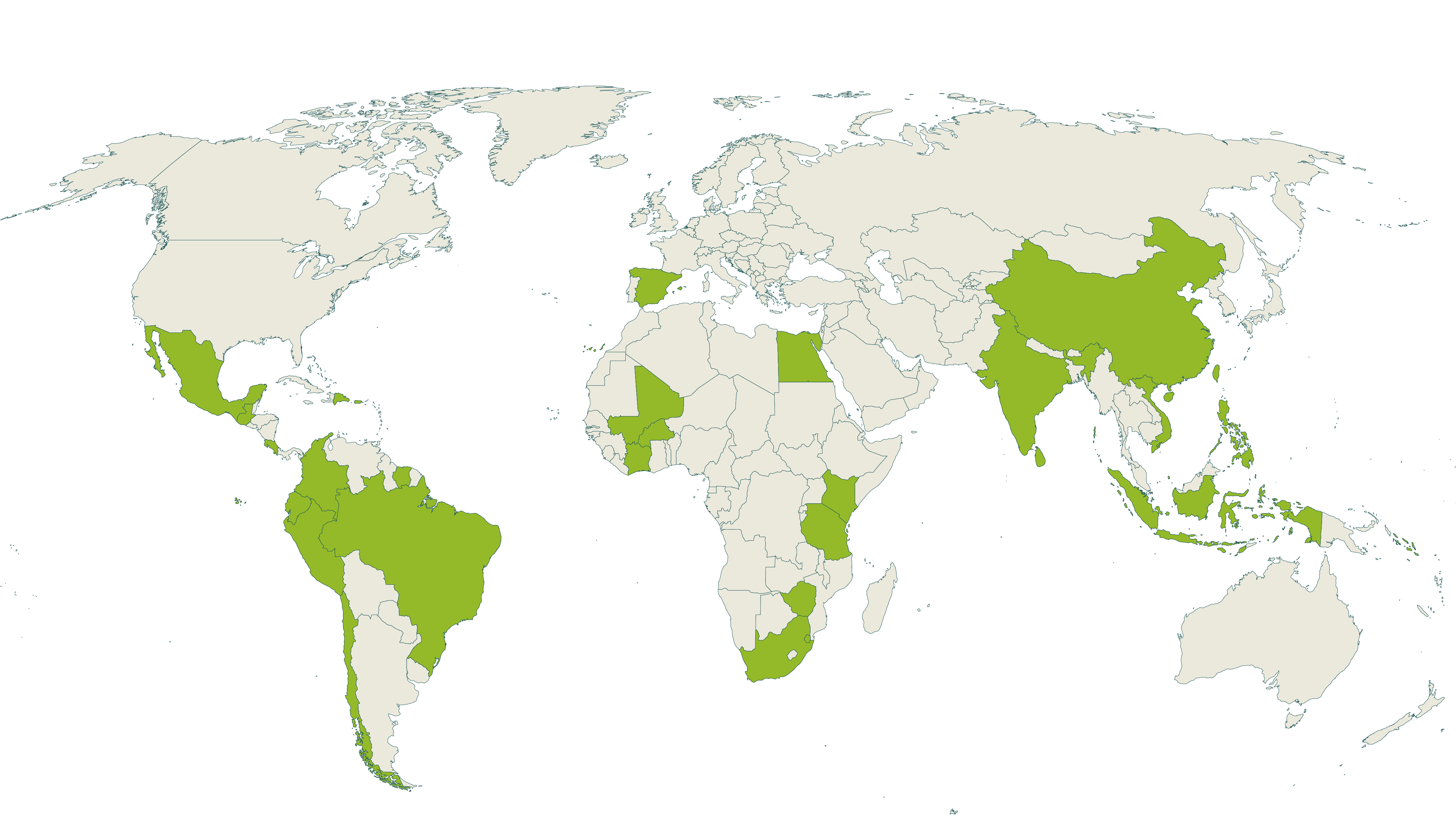 Map of current Rainforest Alliance certified fruit farms